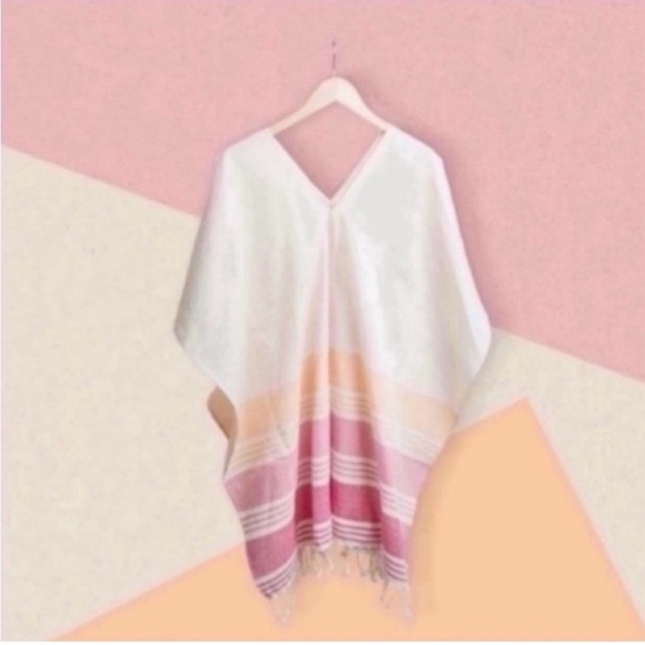 Tribe Alive Causebox Striped Caftan Pink Orange - Picture 1 of 8
